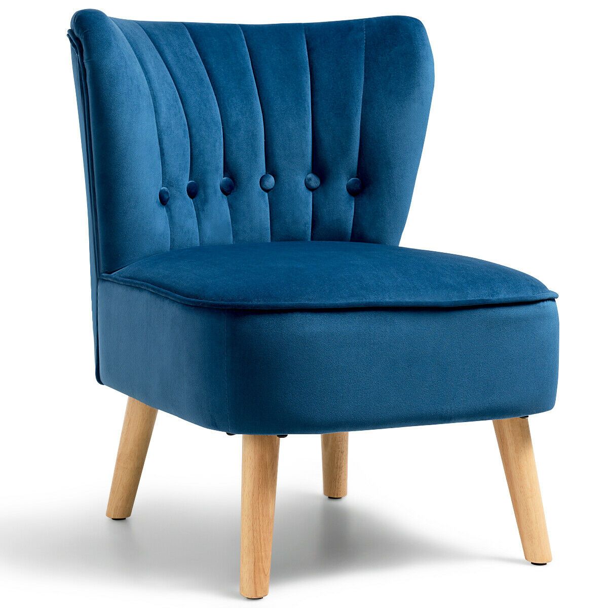 Soft Velvet Accent Chair with Oyster Shaped Back